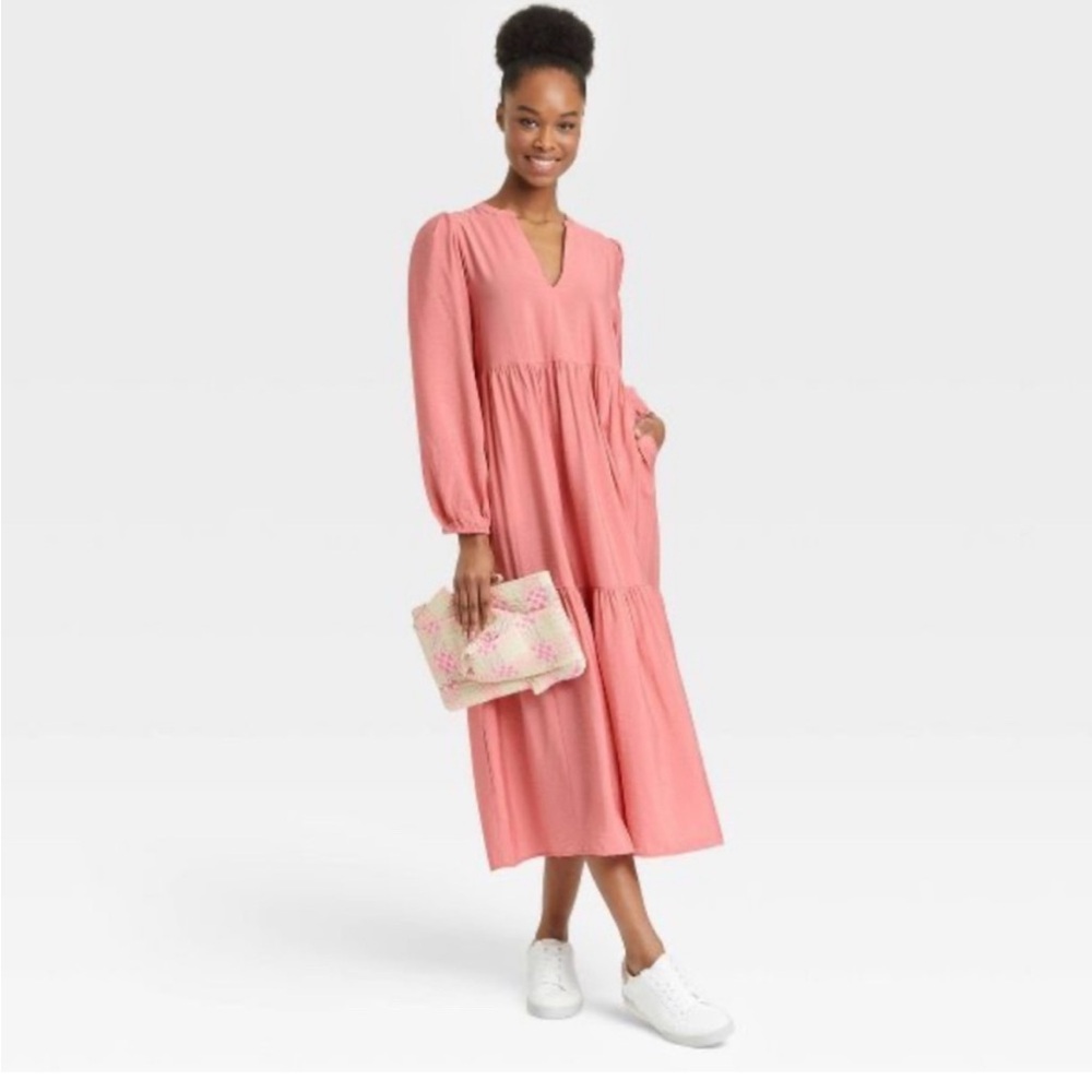 Elegant Pink Midi Dress